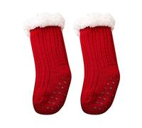Bébé garçon Fille Solide Cheville Crew Chaussettes avec poignées Enfant en Bas âge Enfants Unisexe Polaire doublé Chaud épais Coton Chaussettes Chaussettes Garçon 7 Ans (Red, 1-3 Years)