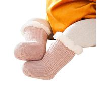 Bébé garçon Fille Solide Cheville Crew Chaussettes avec poignées Enfant en Bas âge Enfants Unisexe Polaire doublé Chaud épais Coton Chaussettes Chaussettes Garçon 7 Ans (Pink, 6-12 Months)