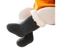 Bébé garçon Fille Solide Cheville Crew Chaussettes avec poignées Enfant en Bas âge Enfants Unisexe Polaire doublé Chaud épais Coton Chaussettes Chaussettes Garçon 7 Ans (Dark Gray, 1-3 Years)