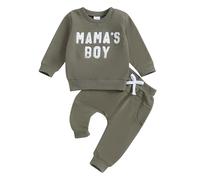Bébé garçon Tenue d'automne Ensemble de vêtements pour bébé Mama's Boy Pantalon Plaid Set Pantalon de sport manches longues Sweat-shirt+pantalon élastique Doux Checkerboard Mama's Boy Motif Set