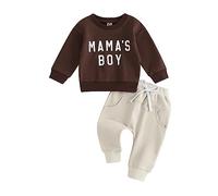 Bébé garçon Tenue d'automne Ensemble de vêtements pour bébé Mama's Boy Pantalon Plaid Set Pantalon de sport manches longues Sweat-shirt+pantalon élastique Doux Checkerboard Mama's Boy Motif Set