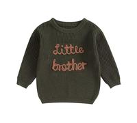 Bébé Garçons Pull Tricoté Big/Lil Brother Broderie Pulls Frères Matching Pull Top Tenue Pull Tricoté surdimensionné pour Bébé Garçon Manches Longues Tricoté Haut, 0-3 mois