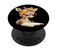 Bébé Girafe Livre Ouvert Lecture Animal Lover Graphic Portrait PopSockets PopGrip Adhésif