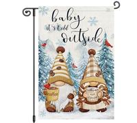 Bébé Gnome D'Hiver, Il Fait Froid Dehors, Cardinal, Bienvenue Sapin De Noël Drapeau Décoratif Drapeau De Jardin Couleurs Vives Garden Flag Pour Extérieur Maison Cour 30X45Cm