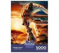 Bébé guépard et Savane 1000 Pièces Puzzle Adultes Lien Familial Sauvage Puzzle Carton Épais - Ultra Dur, Détente Créativité, pour Les Amis Adultes 38x26cm/1000pcs