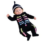 Bébé Halloween Bodysuit Onesie Côtelé Body Une pièce Combinaison Garçon Fille Squelette Coton Manches Longues Tricoté Barboteuse