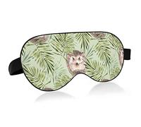Bébé hérissons sans couture feuilles vertes masques pour les yeux blocs de couverture masque de sommeil léger ombre couverture bandeau relaxant yeux couverture avec sangle de tête réglable pour hommes