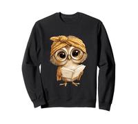 Bébé Hibou Ouvert Livre Lecture Oiseau Graphique Portrait Rond Amoureux Sweatshirt