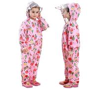 Bébé Imperméable à Capuche - Manteaux Imperméables Fille Combinaison Imperméable Enfant Pluie Poncho Dessin Animé Vêtements de Pluie, Rose 1-3 Ans