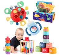 bébé Jouets pour 18 mois Jouets Montessori bébés Trieur de Formes Jouet crabe Jouets sensoriels Hochet de Dentition Jouet Bébé Boîte à Mouchoirs Jouets gobelets empilables bebe Cadeaux de jouets