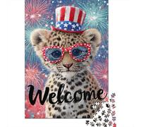 Bébé Léopard Puzzle 1000 Pièces Papier pour Adultes Feux d’Artifice Festifs Détente Décoration Maison Cadeau Famille 52x38cm/1000pcs