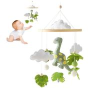 Bébé Mobile Bois Carillons Dinosaure, Mobile Lit Bébé Boule Feutre Nuages Feuille, Bois Berceau Bébé Jouet, Dinosaure Cloche de Lit Garçon Fille Nouveau-né, Décoration de Lit Bébé, Type 2