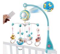 Bébé Mobile de Berceau Musical avec Projecteur de Fonction de Synchronisation et Lumières,Hochets Rotatifs Suspendus et Télécommande Boîte à Musique avec 150 Mélodies,Jouet pour nouveau-né 0-24 mois