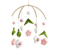 Bébé Mobile, Mobile Musical Lit Bébé Bois Abeilles Fleurs avec Boule en Feutre, Bébé Carillons Eoliens, Lit Bébé Suspendus Décoration de Chambre D'Bébé, Cloche de Lit à Mobile Garçon Et Fille