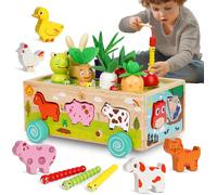 Bebe Montessori 1 year old 4 years old 6 in 1 wooden toy Montessori with Fishing Game Wooden Farm Game Easter Gift Toys
