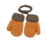 Bébé Moufles Hiver Gants Tricotés Chauds Mitaines à Doigts Complets en Peluche Thermique Gants Magique Couleur Uni Moufle Epais Coup-vent avec Corde Anti-perdu pour Fille Garçon 0-3 Ans Cadeau Noël