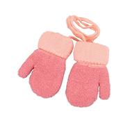 Bébé Moufles Hiver Gants Tricotés Chauds Mitaines à Doigts Complets en Peluche Thermique Gants Magique Couleur Uni Moufle Epais Coup-vent avec Corde Anti-perdu pour Fille Garçon 0-3 Ans Cadeau Noël