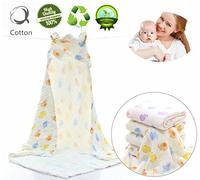 Bébé Mousseline Serviettes de Bain, Morbuy 100% Coton 6 Couches de Mousseline Chaud Bébé Serviettes de Bain Impression Naturel Antibactérien doux Confortable Sain Couverture bébé (110cm * jaune)