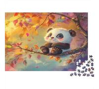 bébé Panda Puzzles 1000 Pieces Cadeau Unique Arbre d' Automne Jeu Éducatif Défi Jouet À De Qualité Supérieure Peinture Art pour Adultes Et Enfants 1000pcs (75x50cm)