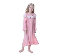 BéBé Petite Fille Chemises De Nuit Couleur Unie à Volants VêTements De Nuit à Manches Longues Chemise De Nuit Pleine Longueur pour Enfants Rose 150 10-12 Ans