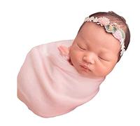 BéBé Photo Wrap,Dinglong 40x160 Cm Extra Doux Stretch Nouveau-Né Photographie Wrap Chiffon Pour Photo Tir BéBé Photo Props Nouveau-Né Swaddle Photographie Accessoires BéBé Cadeau D'Anniversaire (Rose)
