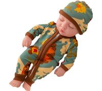 Bébé Poupée Reborn 30cm Blanc Poupée Vinyle Souple Poupée Reborn avec vêtements et Chapeaux Poupée Aux Yeux Fermés Jouet de Poupée Lavable à Corps pour Enfants Cadeau d'anniversaire