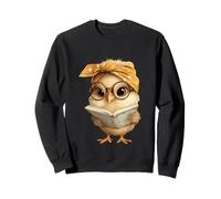 Bébé Poussin Livre Ouvert Lecture Rat de bibliothèque Oiseau Graphique Portrait Sweatshirt