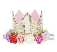 Bébé Princesse Couronne Filles Tiara 1er 2e 3e anniversaire Chapeau d'or Fleur coloré Design Sparkle Design Durable et utile