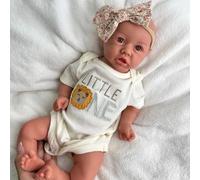 Bébé Reborn Fille Réaliste en Silicone de 44 cm - Yeux et Bouche Ouverts, Cadeau pour Nouveau-né, Personnes Âgées et Enfants (Painted#3)
