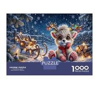 Bébé rennePuzzles 1000 Pièces en Papier Recyclé Jardin enneigé pour Grands-Parents Anti-Stress Renforcement Familial Qualité Premium 52x38cm/1000pcs