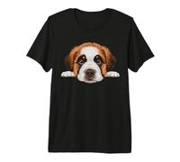 Bébé Saint Bernard Chiot Gros Plan Chien Portrait T-Shirt Haut de Gamme
