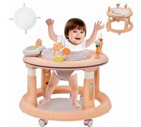 Bébé Trotteur 3 en 1(mode Marcheur, Table d'étude, Sauteur), Réglage de la hauteur sur 5 Niveaux, Design anti-O-Legs,Roues Silencieuses à 360°-Convient aux Filles à partir de 6 Mois Rose