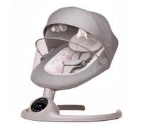 BEBE2LUXE Alpha : Balancelle bebe/Transat bebe électrique, écran tactile LED, telecommande, bluetooh, harnais de sécurité 5 points, jusqu'a 9kg (gris)