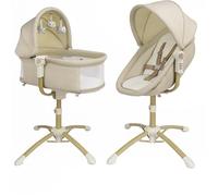 BEBE2LUXE Balancelle Louna 4en1 : Transat, Berceau, Chaise Haute, Hauteur Réglable, 6 Vitesses, Vibration, USB/MP3