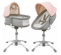 BEBE2LUXE Balancelle Louna 4en1 : Transat, Berceau, Chaise Haute, Hauteur Réglable, 6 Vitesses, Vibration, USB/MP3
