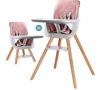BEBE2LUXE : Chaise haute en bois évolutive StarWood naturel (rose)