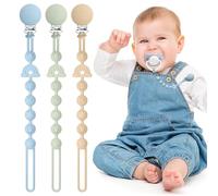 BebeCalin Lot de 3 attache-tétines en silicone, sans BPA, pour fille, design flexible en une seule pièce pour bébé, garde la tétine propre