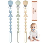 BebeCalin Pack de 3 attaches-sucettes en silicone, attache-sucette pour bébé sans BPA, Attache-sucette souple pour fille, Design flexible monopièce pour bébés, Maintient la sucette propre