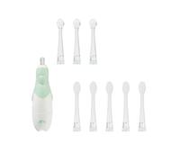 Bebeconfort Brosse à Dents Électrique Bébé, Dès 18 mois, Brosse à Dents sur Batterie, 8 Têtes de Rechange, Minuteur Intelligent 2 min, LED Lumineuses, Moteur Silencieux, Base Plate pour Tenir Debout