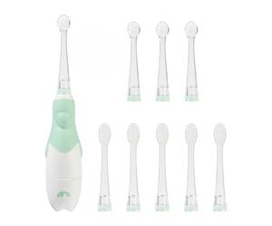 Bebeconfort Brosse à Dents Électrique Bébé, Dès 18 mois, Brosse à Dents sur Batterie, 8 Têtes de Rechange, Minuteur Intelligent 2 min, LED Lumineuses, Moteur Silencieux, Base Plate pour Tenir Debout