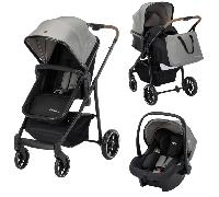 BEBECONFORT HAZE TRIO LUX Poussette 3 en 1, Nacelle + Siège auto i-Size + Habillage pluie + Sac à langer, 0-22Kg, Tinted Gray