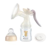 BEBECONFORT Kit Tire-Lait manuel + biberon physio air PP 150ml + tétine S débit lent, Tire-lait ergonomique, sand