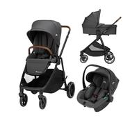 Bebeconfort Luvia Trio, Poussette 3 en 1, 0-4 ans (0-22 kg), Poussette bébé, Siège auto bébé, Nacelle, Pliage intelligent, Guidon réglable, Absorption des chocs sur les roues, Mineral Graphite