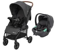 BEBECONFORT MISTY DUO, Poussette duo, siège auto Gr0+ R129, grand panier,0 à 4 ans,0 à 22 kg,adaptateurs, Mineral Graphite