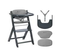 Bebeconfort Timba 2 avec Coussin, Chaise Haute Bébé Évolutive Bois, 6+ Mois, Jusqu'à 110 kg, Chaise Haute Enfant Ergonomique, S'adapte À La Plupart Des Tables, Plateau Amovible, Grey Mist