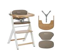 Bebeconfort Timba 2 Chaise Haute + Coussin, 110 kg, Natural Wood + Beige | Chaise Haute Évolutive et Ergonomique, Dès 6 Mois, Plateau Amovible, Assise et Repose-Pieds Réglables