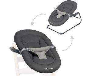Bebeconfort Timba Baby, Transat 2-en-1, Naissance à 6 mois, 0-9 kg, Kit nouveau-né pour chaise haute bois Timba, 2 positions d'inclinaison, Siège molletonné, Harnais 3 points, Tinted Graphite