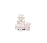 BebeDeParis | 60 Chic Diaper Cake | Inclut le protège-couche et l'ours en peluche | Taille 2 | 3-6 mois (Rose)