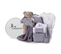 BebeDeParis Coffret Bébé Personnalisé, Panier Complet de Qualité pour Naissance, Coffret Cadeau Garçon/Fille, Présentation Luxe, Idéal Cadeau, Baby Shower (Coffret Clasique, Blanc)