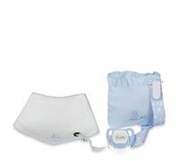 BebeDeParis | Ensemble cadeau Sucette personnalisée avec couverture et bavoir (bleu)
